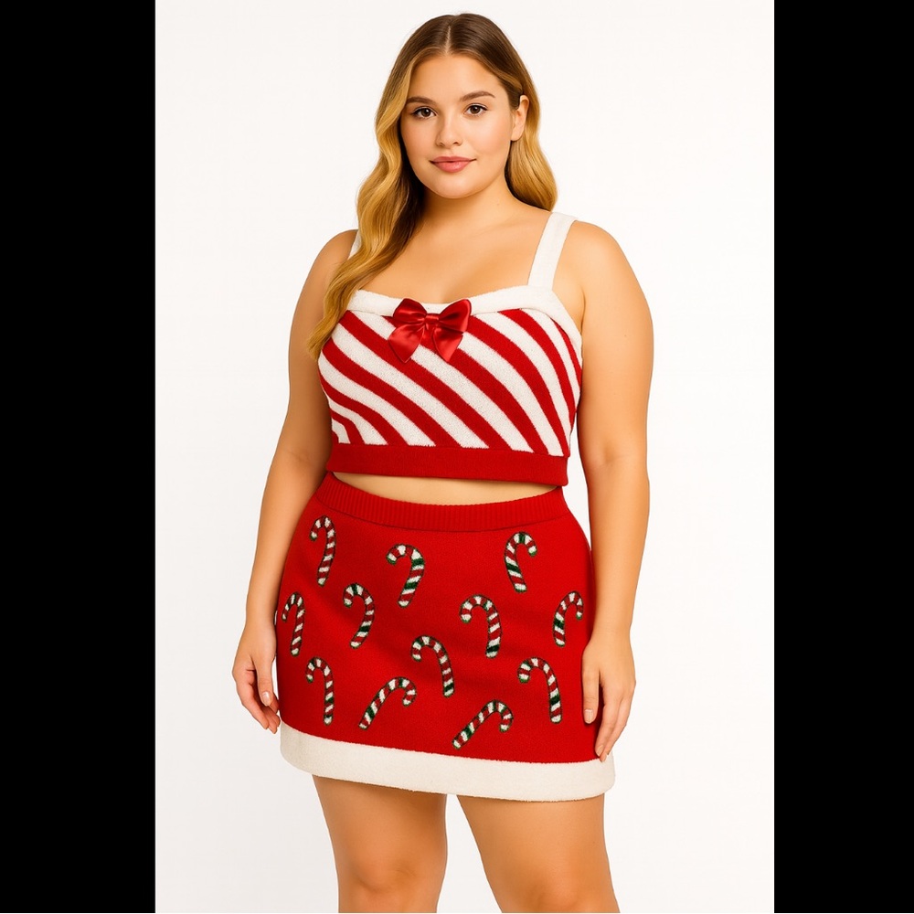 Festive Red and White Sweater Set